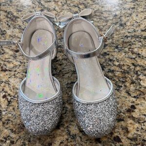Sparkly Silver Kids Shoes with Bow